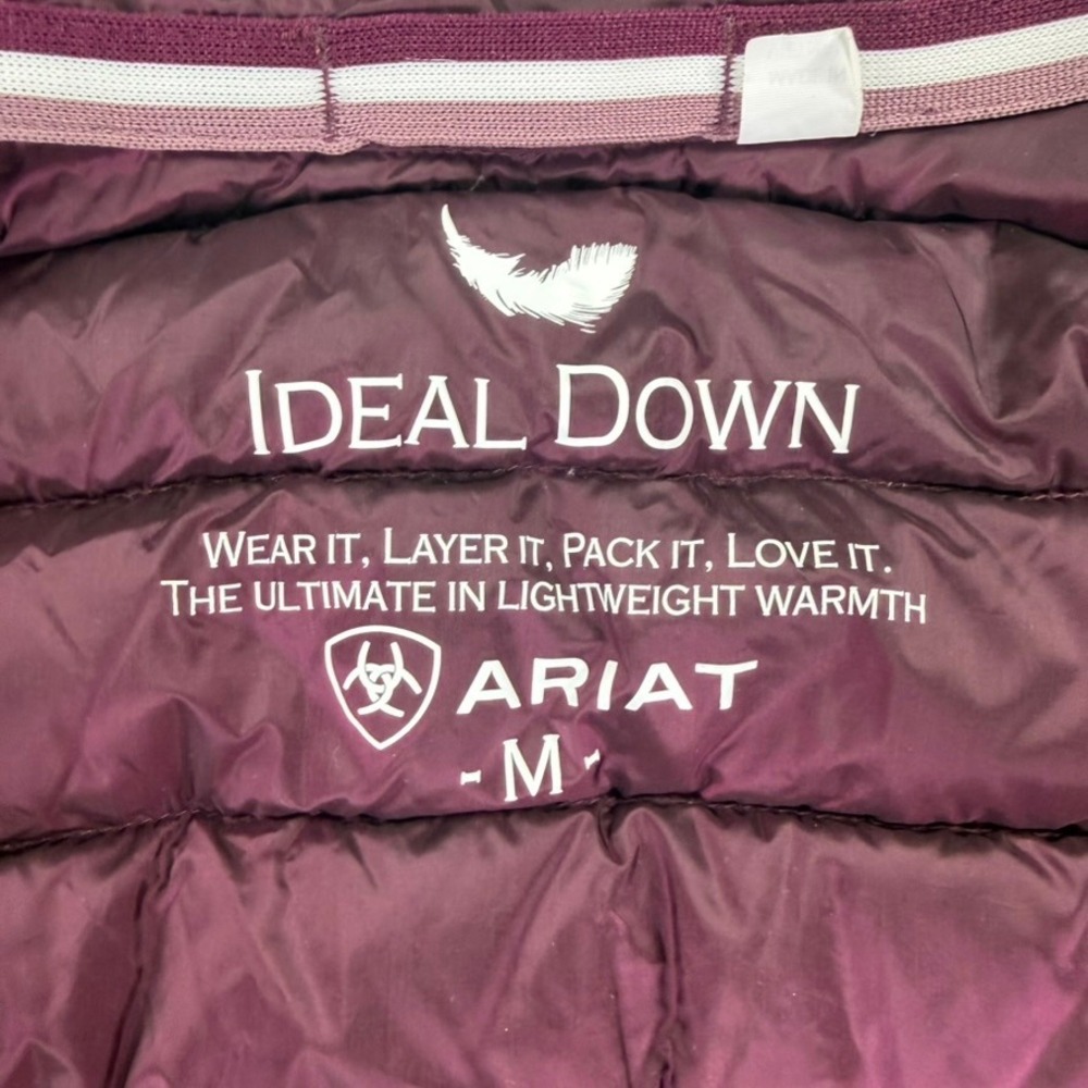 Ariat Ideal Down Vest Womens Medium Purple Puffer Packable Equestrian Zip Up - Picture 6 of 12